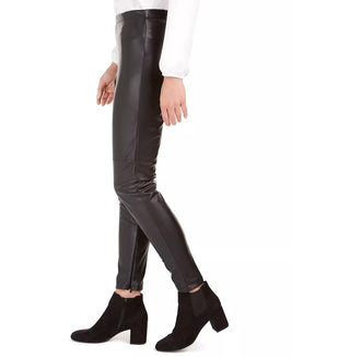 Bar III Women's Faux-Leather Skinny Pants Black Size Small