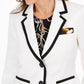 Kasper Women's Contrast-Piped Blazer Natural Size 18