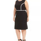 Kasper Women's Plus Size Piped Crepe Sheath Dress Black Size 14