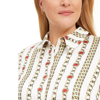 Kasper Women's Plus Size Chain-Link Satin Button-Up Shirt White Size 24W