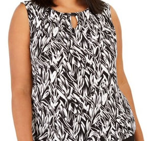 Kasper Women's Printed Sleeveless Wear To Work Top Black Size Medium