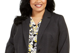 Kasper Women's Plus Size One-Button Blazer Charcoal Size 18