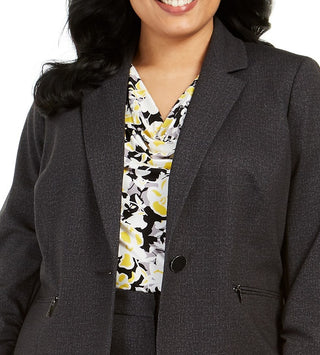 Kasper Women's Plus Size One-Button Blazer Gray Size 14W