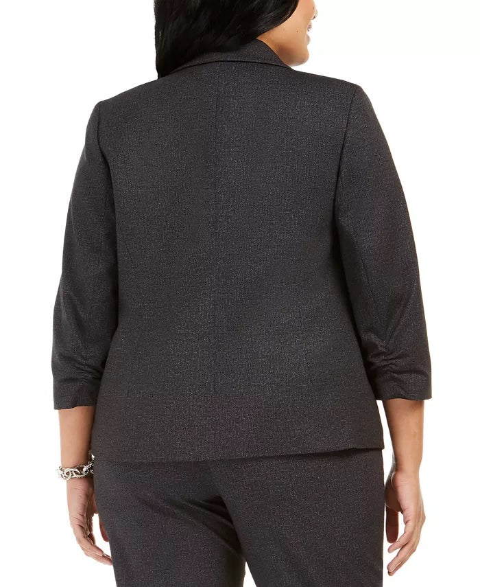 Kasper Women's Plus Size One-Button Blazer Charcoal Size 22