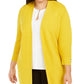 Kasper Women's Plus Open Front Cardigan Bright Yellow Size 2X