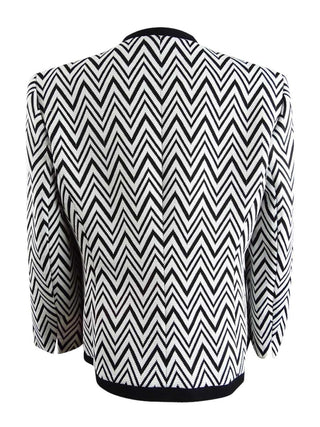 Kasper Women's Zig-Zag Knit Jacket Black Size 8