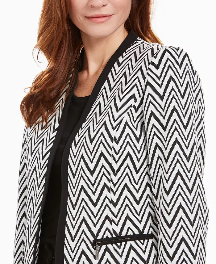Kasper Women's Zig-Zag Knit Jacket Black Size 4
