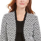 Kasper Women's Zig-Zag Jacquard Knit Jacket Charcoal Size 4 Petite