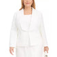 Kasper Women's Plus Size Shawl-Collar Animal-Print Jacquard Blazer Vanilla Ice Size 14W