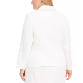 Kasper Women's Plus Size Shawl-Collar Animal-Print Jacquard Blazer Vanilla Ice Size 14W