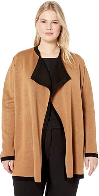 Anne Klein Women's Drapey Open-Front Cardigan Brown Size Small