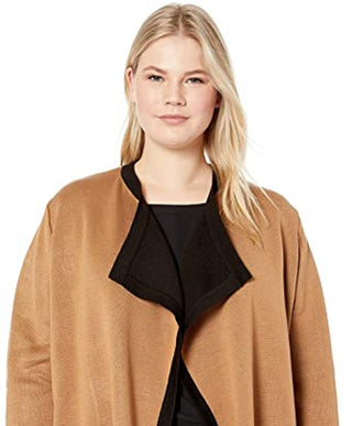 Anne Klein Women's Drapey Open-Front Cardigan Brown Size Small