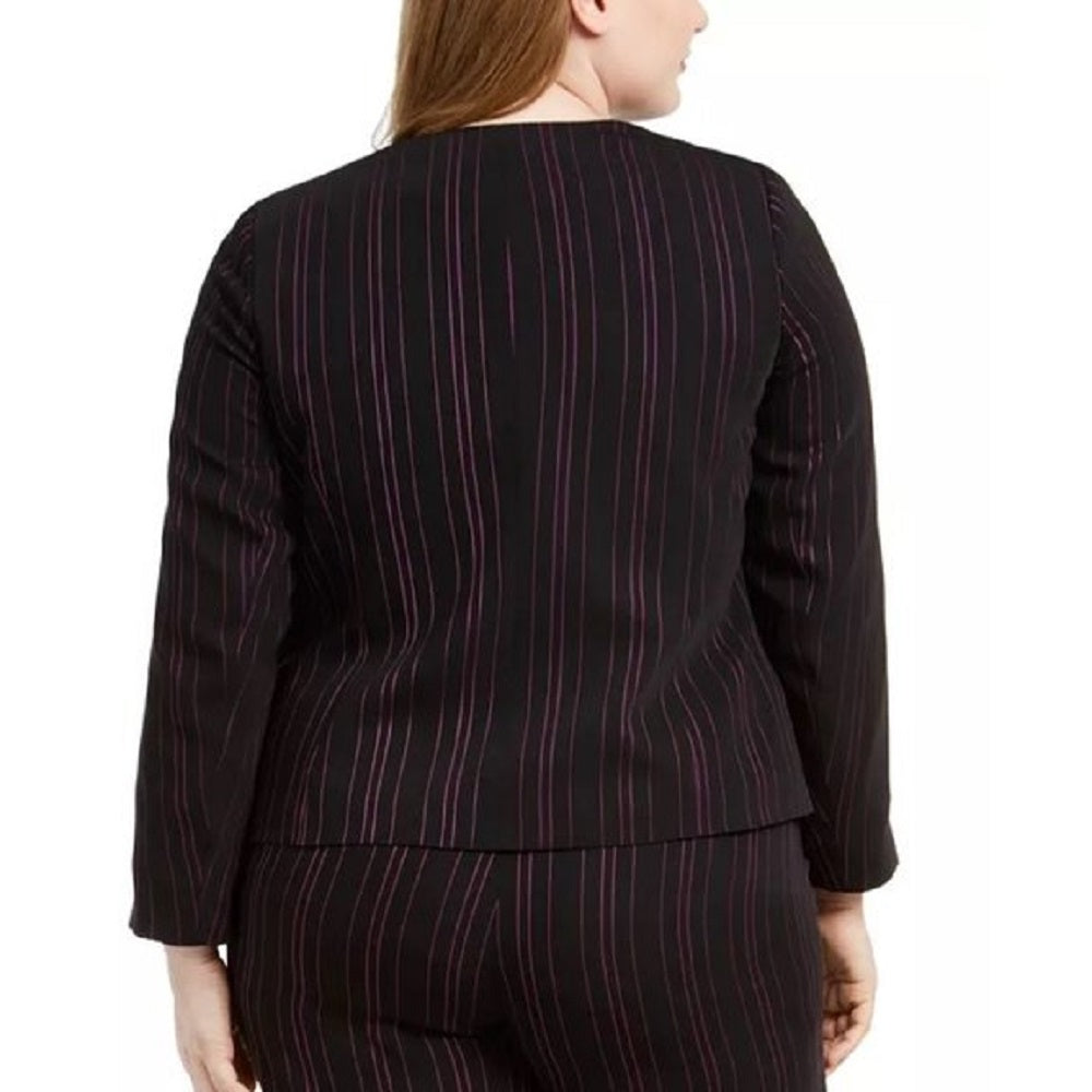 Bar III Women's Trendy Plus Size Striped Blazer Black Size 1X