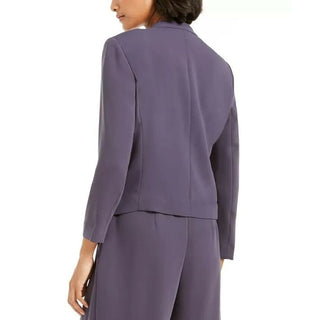 Bar III Women's Collarless Open-Front Jacket Blue Size Medium