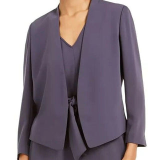 Bar III Women's Collarless Open-Front Jacket Blue Size Medium