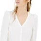 Bar III Women's Puff-Sleeve Button-Up Blouse  white Size Extra Large