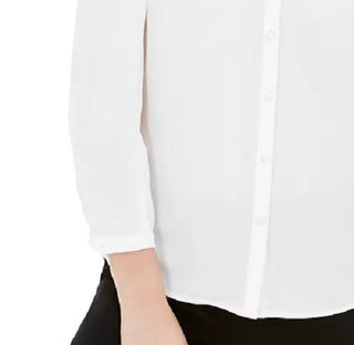 Bar III Women's Puff-Sleeve Button-Up Blouse  white Size Extra Large