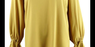 Bar III  Women's Pleated Bell-Sleeve Top Saffron Size Extra Small