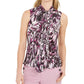 Bar III  Women's Printed Tie-Neck Top Brght Pink Size Medium