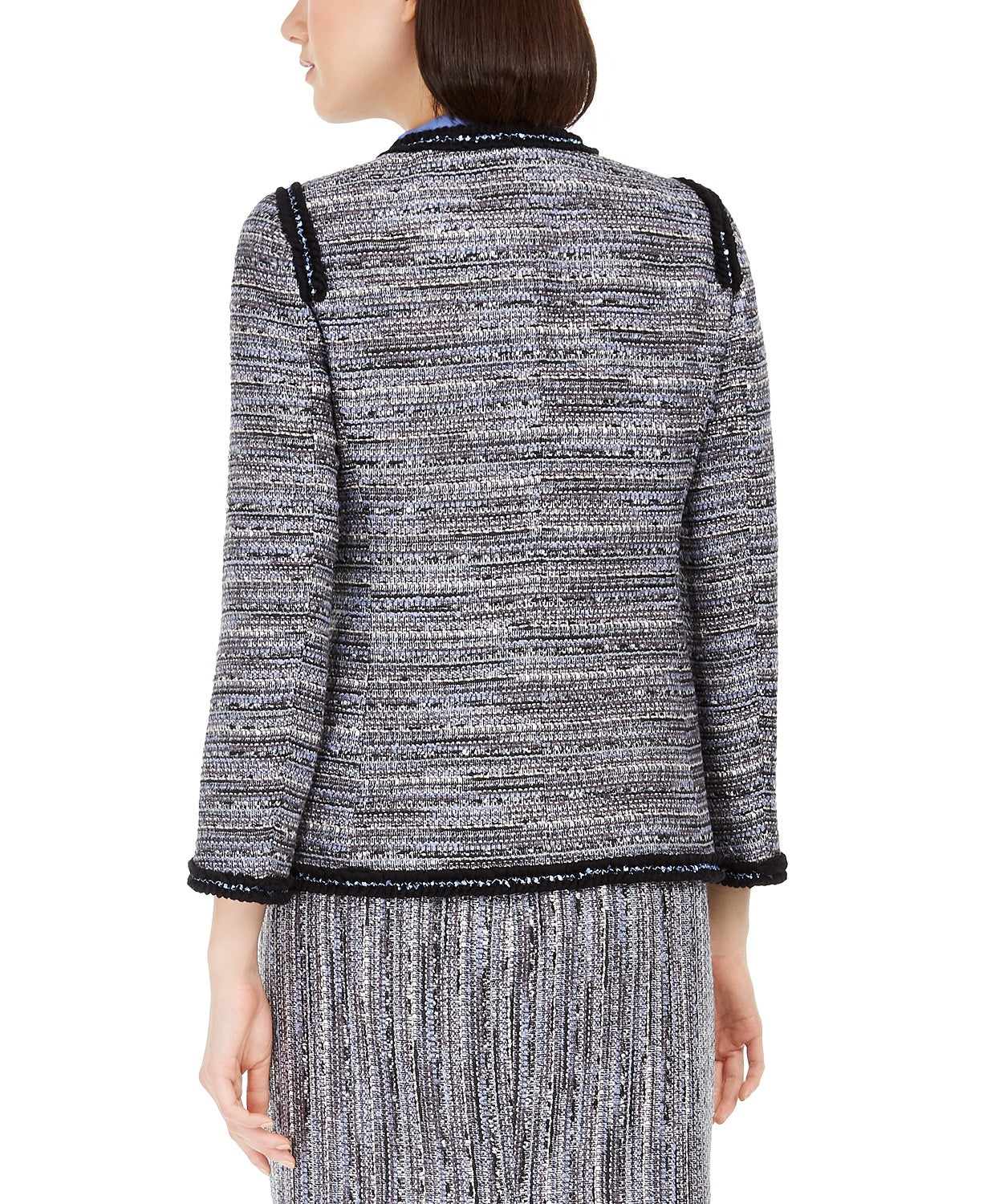 Anne Klein Women's Contrast-Trim Tweed Jacket Black Size 2