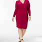 Anne Klein Women's Plus Size Long Sleeve Knee Length Wrap Dress Purple Size 2X
