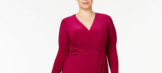 Anne Klein Women's Plus Size Long Sleeve Knee Length Wrap Dress Purple Size 2X