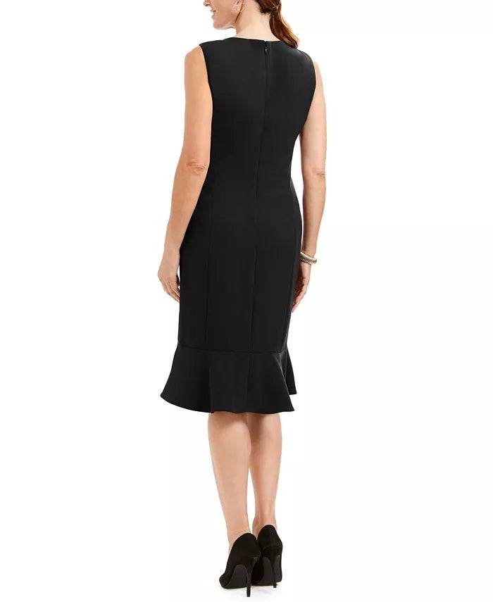 Kasper Women's Scalloped-Hem Sleeveless Dress Black Size 8