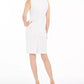 Kasper Women's Ribbed Metallic Sheath Dress White Size 10