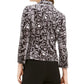 Bar III Women's Animal-Print Velvet Blazer Charcoal Size 4
