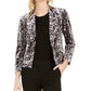 Bar III Women's Animal-Print Velvet Blazer Charcoal Size 4