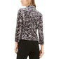 Bar III Women's Animal-Print Velvet Blazer Charcoal Size 6