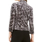Bar III Women's Animal-Print Velvet Blazer Charcoal Size 2