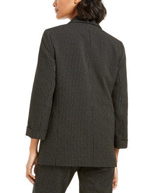 Bar III Women's Pinstripe Open-Front Blazer Black Size Medium