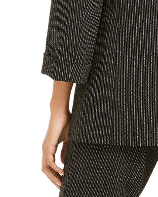 Bar III Women's Pinstripe Open-Front Blazer Black Size Medium