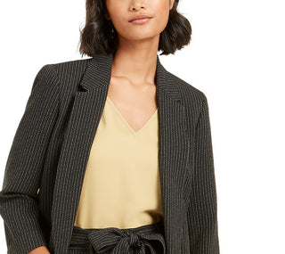 Bar III Women's Pinstripe Open-Front Blazer  Charcoal Size Extra Large