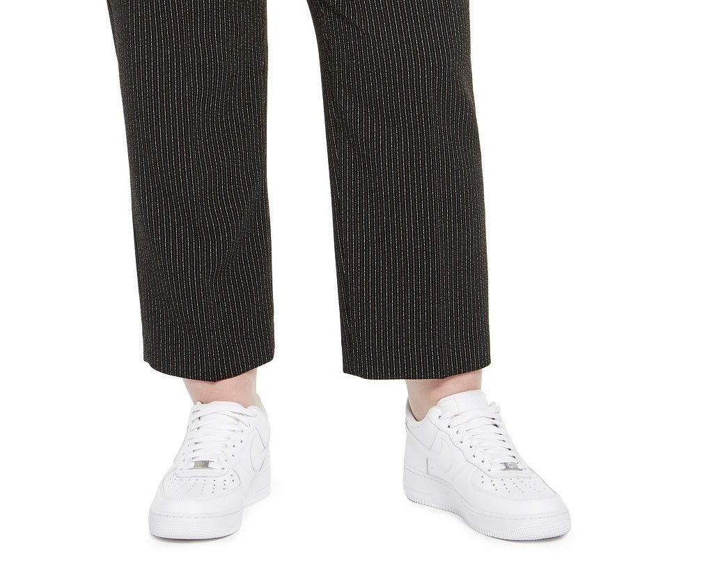 Bar III Women's Trendy Plus Size Striped Tie-Waist Pants Black Size 16 W