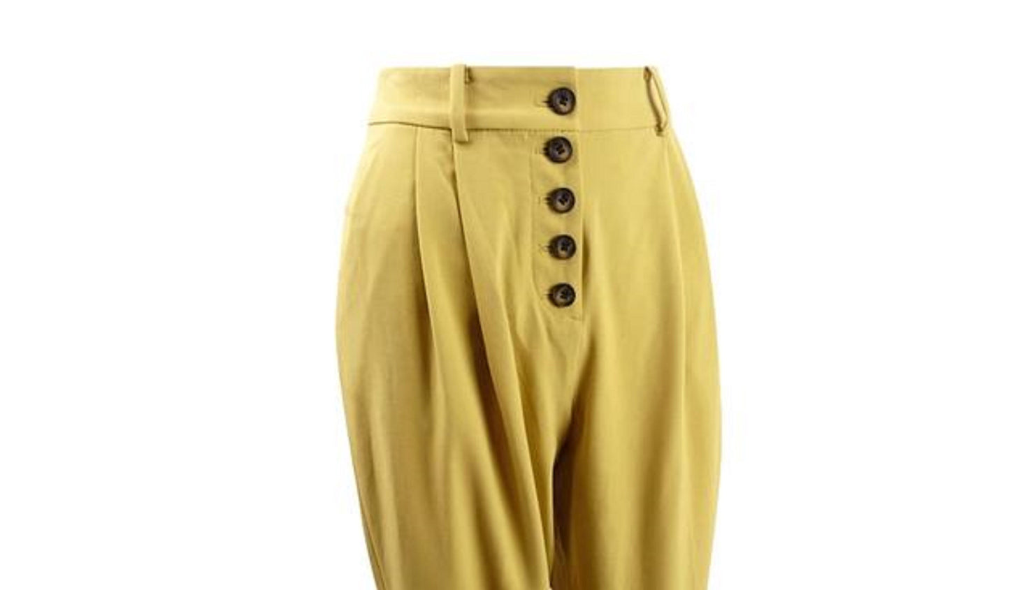 Bar III Women's Button-Front Pleated Pants Yellow Size 14