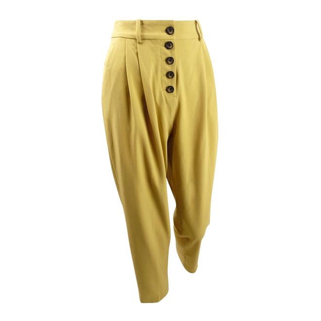 Bar III Women's Button-Front Pleated Pants Yellow Size 2