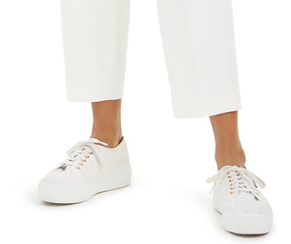 Bar III Women's Button-Front Pleated Pants White Size 12