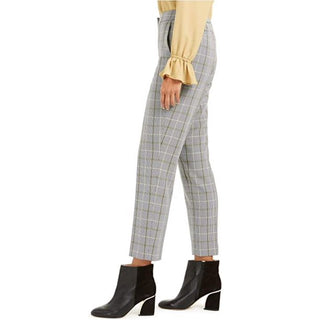 Bar III Women's Plaid Straight-Leg Pants Black Size 12