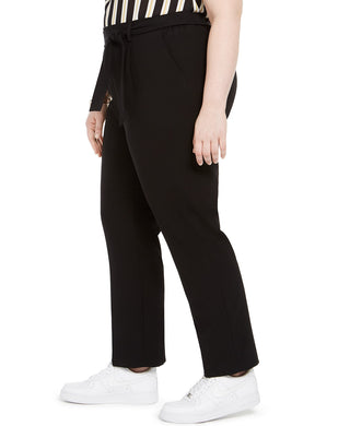 Bar III Women's Trendy Plus Tie-Waist Pants Black Size Extra Large