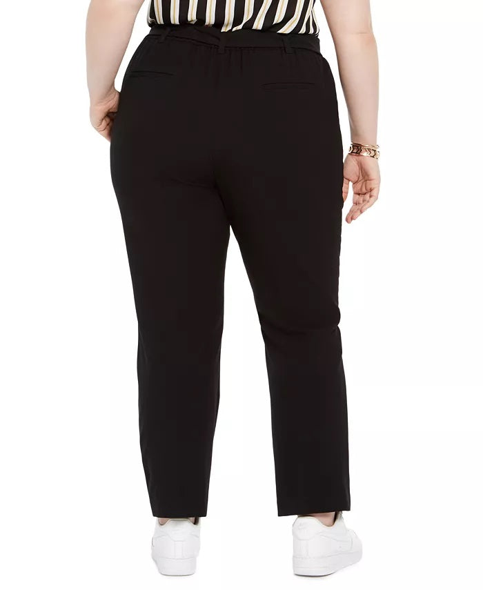 Bar III Women's Trendy Plus Tie-Waist Pants Black Size Extra Large
