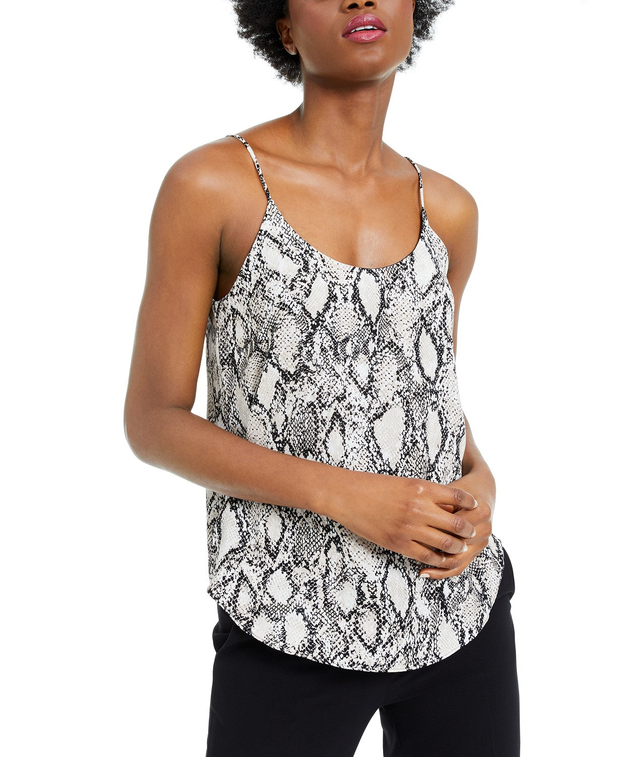 Bar III Women's Snake-Print Woven Camisole Brown Size Medium