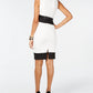 Thalia Sodi Women's Faux Leather Trim Sheath Dress  White Size Large