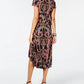 Thalia Sodi Women's Printed Cutout Waist High Low Hem Dress Black Size X-Large