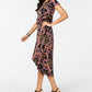 Thalia Sodi Women's Printed Cutout Waist High Low Hem Dress Black Size X-Large