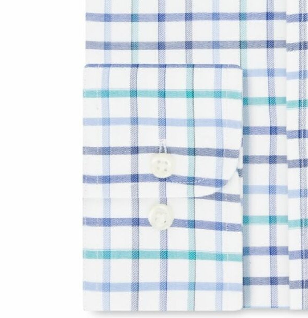 Eagle Men's Classic/Regular-Fit Non-Iron Flex Collar Check Dress Shirt Blue Size 16X34-35