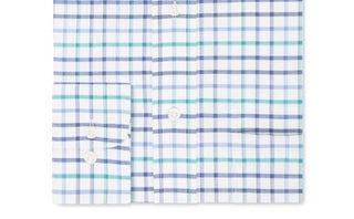 Eagle Men's Windowpane Plaid Collared Classic Fit Stretch Dress Blue Size 17X32-33