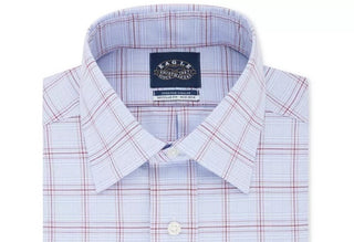 Eagle Men's Classic Regular Fit Non Iron Stretch Collar Check Dress Shirt Blue Size 15.5X34-35