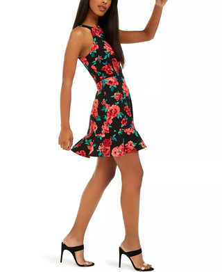 BCX Women's Floral-Print Flounce Dress Red Size 7